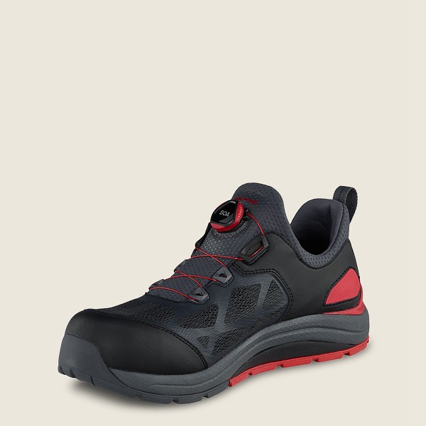 Mens Red Wing Cooltech™ Athletics - Safety Toe - Work Shoes Black/Red - QAP365472